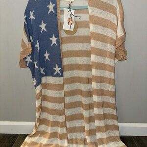 BiBi Women's Striped and Star Patterned Top - Blue and Tan